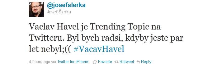 Vclav Havel mezi trending topics na Twitteru