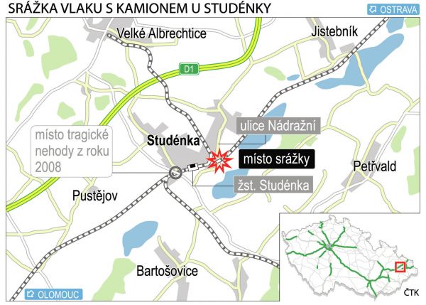 Nehoda, Studénka - mapa