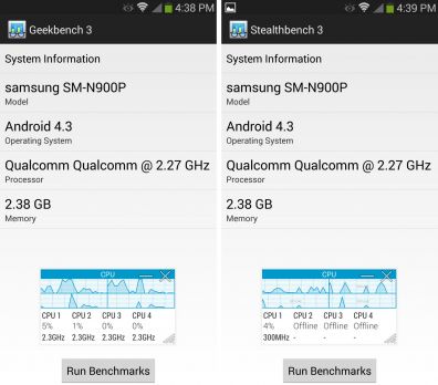 Stejný benchmark s jiným jménem na Galaxy Note 3