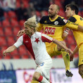 Zleva Tom� Mi�ola ze Slavie, Roman Lengyel a Jaroslav Machovec z �esk�ch Bud�jovic