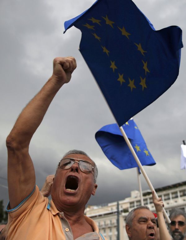 Proevropský protest v Aténách