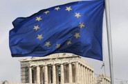 Vlajka Evropské unie v Athénách Vlajka Evropské unie v Athénách