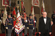 Prezident V�clav Klaus p�i p�ed�v�n� st�tn�ch vyznamen�n�.