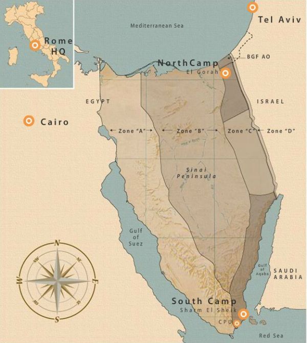 Mapa Sinajskho poloostrova