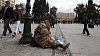 Bezdomovec na at�nsk�m n�m�st� Syntagma