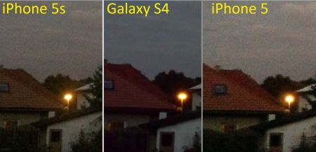 Srovnání snímku v šeru mezi iPhone 5s, Galaxy S4 a iPhone 5