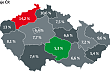 Hodnoty Solus Indexu zadlužení dle krajů. Hodnoty Solus Indexu zadlužení dle krajů.