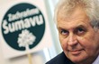 Miloš Zeman na tiskové konferenci, na níž kritizoval boj s kůrovcem v NP Šumava Miloš Zeman na tiskové konferenci, na níž kritizoval boj s kůrovcem v NP Šumava