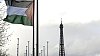 Palestinská vlajka před budovou UNESCO v Paříži