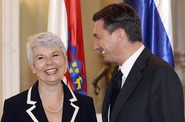Slovinsk� premi�r Borut Pahor s chorvatskou premi�rkou Kosorovou