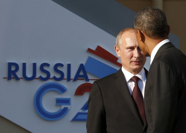 Vladimir Putin vta Baracka Obamu v Petrohradu