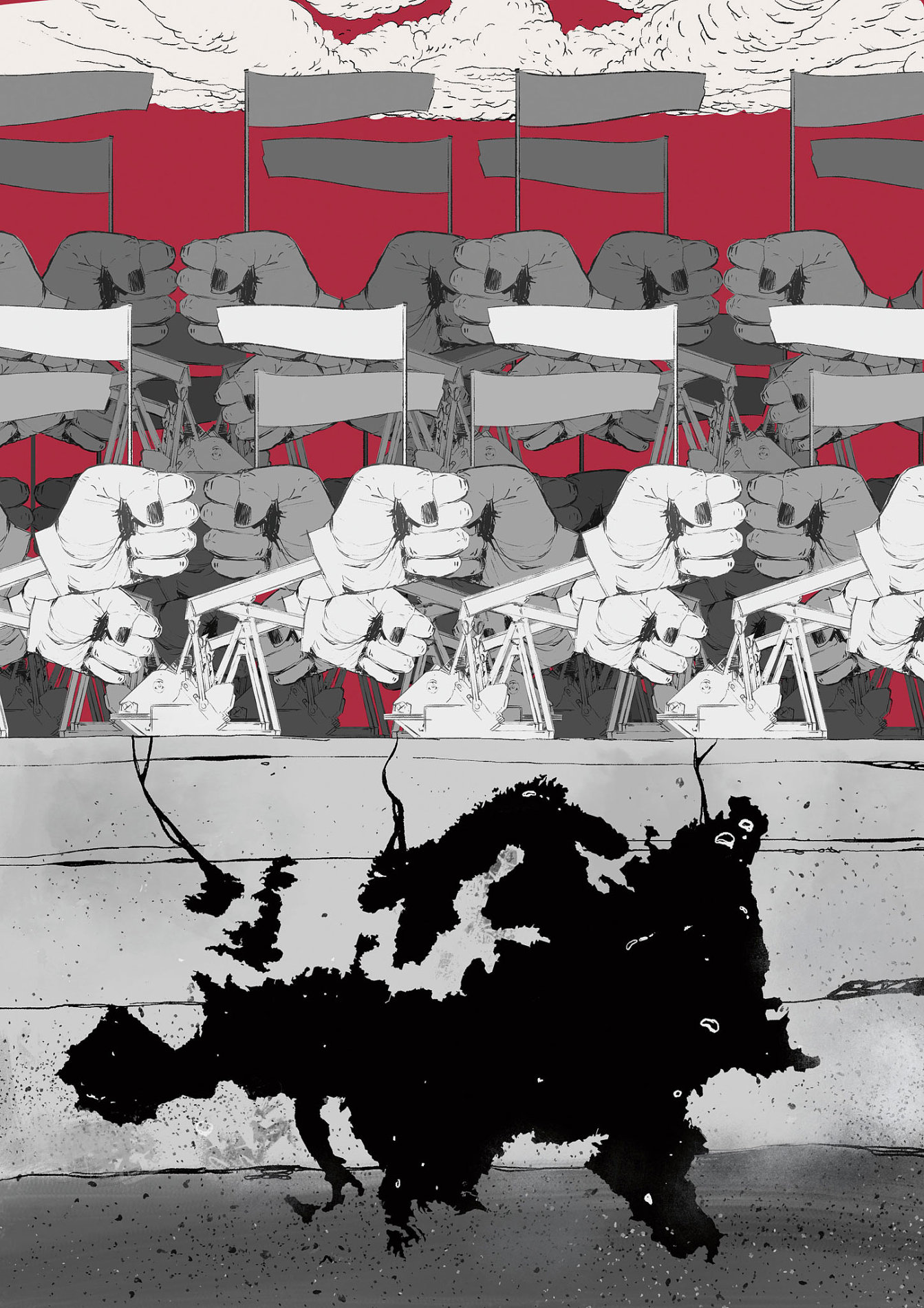 Krajn pravice dobv Evropa - ilustrace Dominik Mikluk