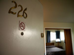 Pokoj slo 226 v motelu Marco Polo v Seattlu. Oblben msto Kurta Cobaina