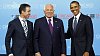 Generální tajemník NATO Anders Fogh Rasmussen, český prezident Václav Klaus a jeho americký protějšek Barack Obama na summitu NATO Generální tajemník NATO Anders Fogh Rasmussen, český prezident Václav Klaus a jeho americký protějšek Barack Obama na summitu NATO
