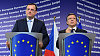 Premi�r Petr Ne�as po jedn�n� s p�edsedou Evropsk� komise Jos�m Barrosem.