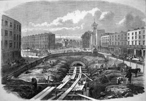 Stavba londnsk stanice Kings Cross (1863)