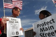 Protest proti propouštění v amerických automobilkách Protest proti propouštění v amerických automobilkách