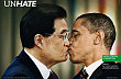 Reklamní kampaň Benetton Unhate. Obama se svým čínským protějškem
