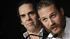 Tom Hardy a Nick Cave (v pozadí) na tiskové konferenci k filmu Lawless