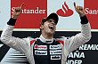 Pastor Maldonado, v�t�z prozat�m posledn�ho z�vodu F1 - VC v Montmelu (�pan�lsko).