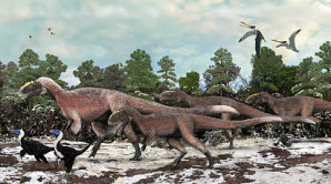 Obrazov� rekonstrukce podoby ope�en�ho p��buzn�ho tyranosaura rexe