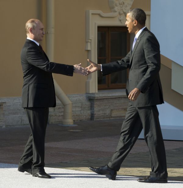 Vladimir Putin vta Baracka Obamu v Petrohradu