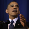 Barack Obama p�i projevu na Univerzit� n�rodn� obrany.
