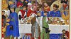 Takto n�jak mohla vypadat hostina na dvorech mocn�ch. Konkr�tn� jde o v�jev z pl�tna nazvan�ho P�ebohat� hodinky v�vody z Berry.