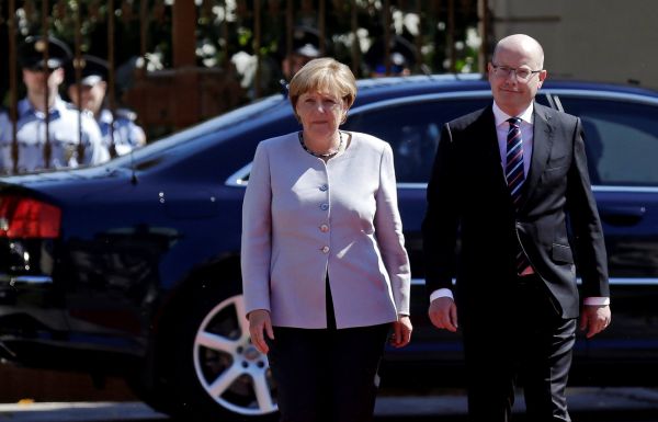 Angela Merkelová a Bohuslav Sobotka v Praze.