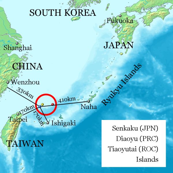 Ostrovy Senkaku/iao-jü, kter vyvolaly spory mezi nou a Japonskem