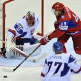 Hokejový zápas Rusko - Slovensko na MS. Rusko Slovensko