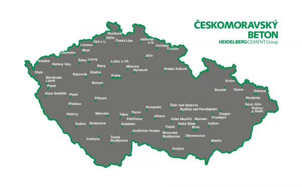 Mapa provozoven skupiny ASeskomoravskA beton