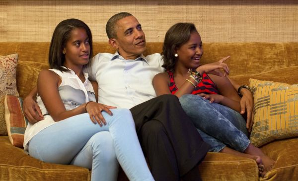 Barack Obama s dcerami: Malia (vlevo) a Sasha