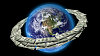 Ilustra�n� foto - Zem�koule s prstencem z bankovek dolar�