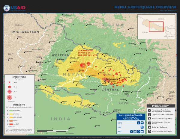 Mapa otes nepálského zemtesení