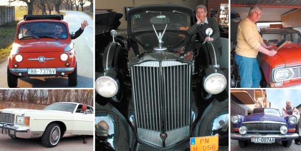 Vladim�r �iampor a jeho Fiat 500, J�n Hor��k so svojimi veter�nmi Ford Mercury a Paackard Twelve . Jozef V�ry pripravuje Moskvi� 408 na sez�nu , Milo� Karell svoju Volgu vyu��va naplno.