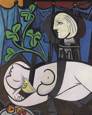 Pablo Picasso: Akt, zelené listy a busta