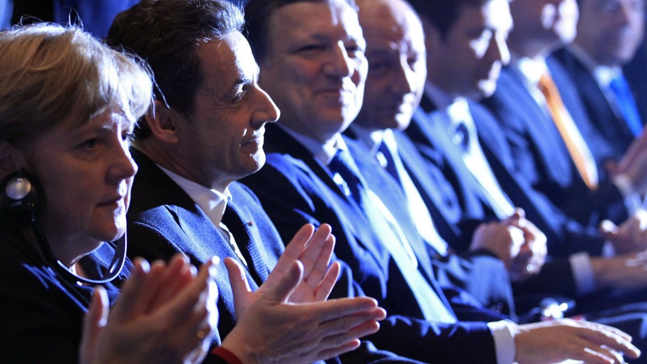 Angela Merkelov�, Nicolas Sarkozy a Jos� Manuel Barroso
