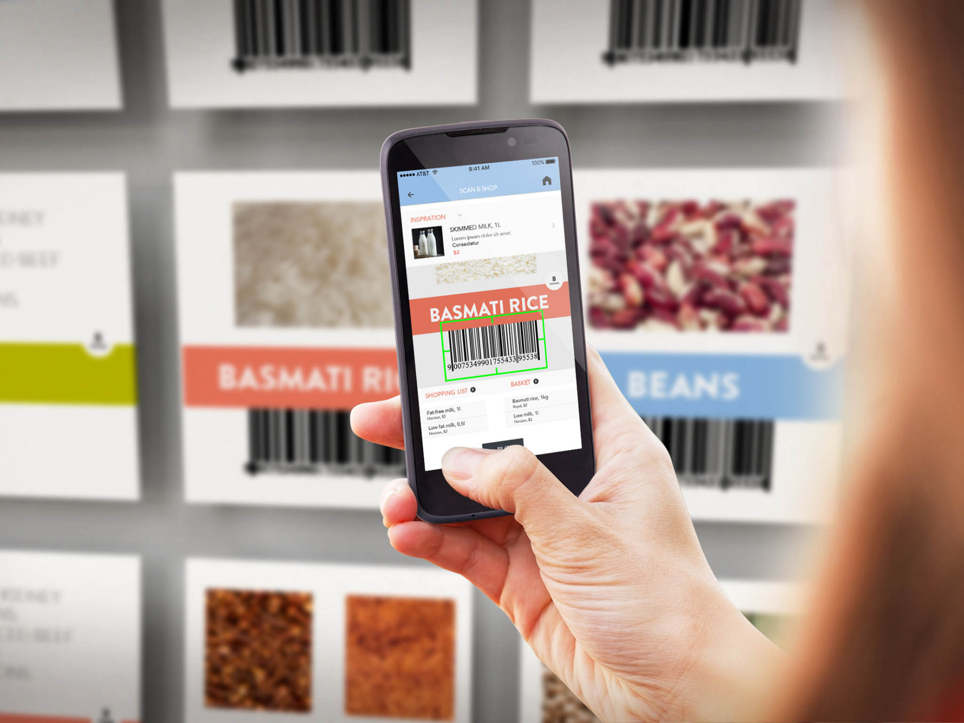 Načte si na mobil kód a získá tak informace o zboží, které si chce koupit – třeba o rýži, těstovinách nebo instantní polévce. (Foto: New Plastics Economy Innovation) jarvis_59da3d51498e2987e185392f.jpeg