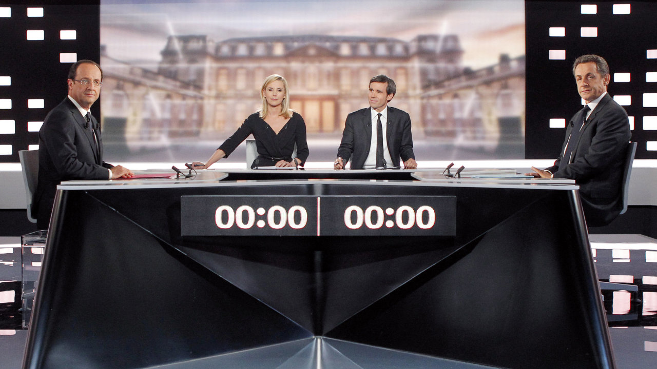 Francois Hollande a Nicolas Sarkozy v televizn debat