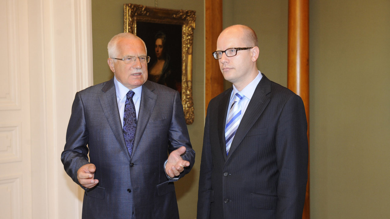 Prezident Vclav Klaus a pedseda SSD Bohuslav Sobotka