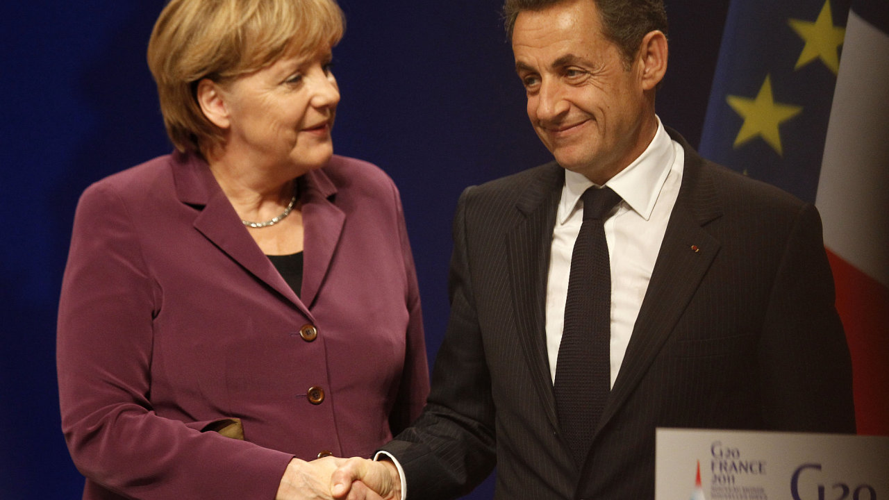 Nmeck kanclka Angela Merkelov a francouzsk prezident Nicolas Sarkozy na summitu G20 v Cannes.