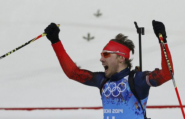 Rusk&yacute; biatlonista Anton &Scaron;ipulin na olympi&aacute;d� v So�i.