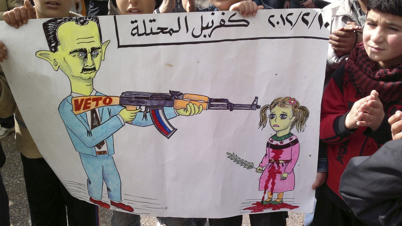 Karikatura syrskho prezidenta Bara Asada