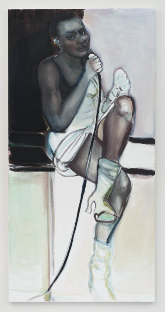 Pohled do instalace výstavy Marlene Dumasové Double Takes a na její obrazy.