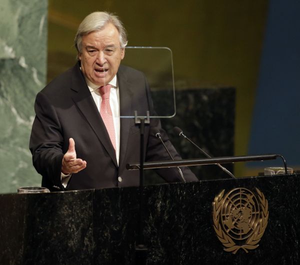 United Nations Secretary-General Antonio Guterres speaks during the United Nations General Assembly at U.N. headquarters