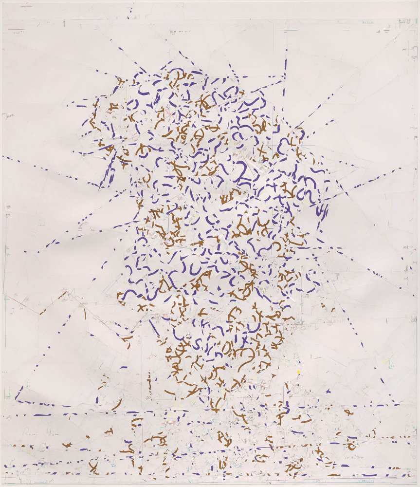 Yet 9, 2017 / 2020, práškový pigment, grafit, uhel, pastelová tužka, lak na papíře.