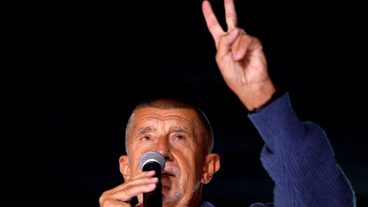 Andrej Babi na pedvolebnm mtinku v Liberci.