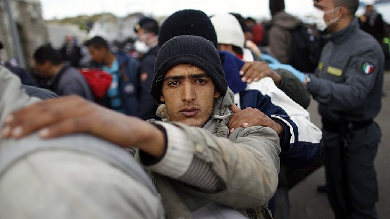 Uprchlci na italskm ostrov Lampedusa