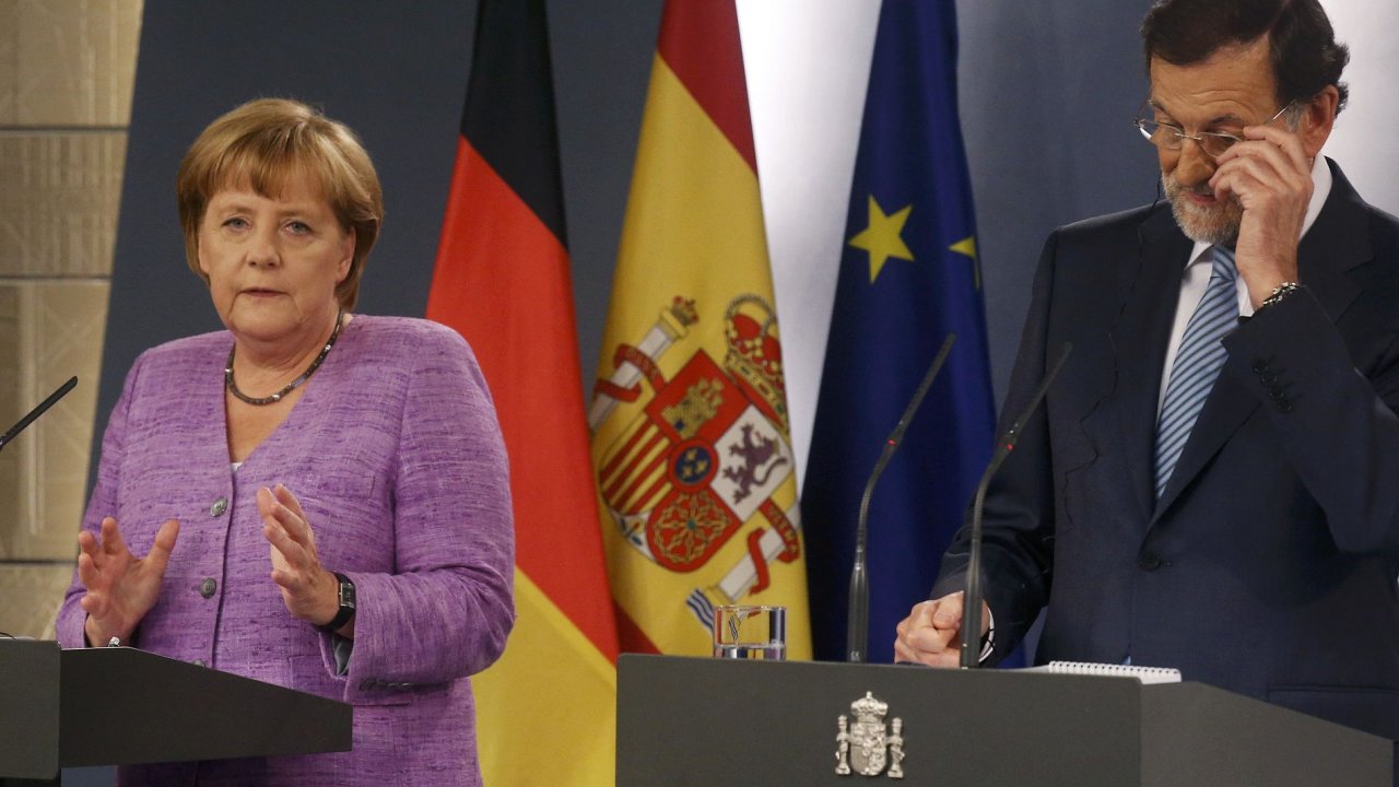 Nmeck kanclka Angela Merkelov se panlskm premirem Marianem Rajoyem.